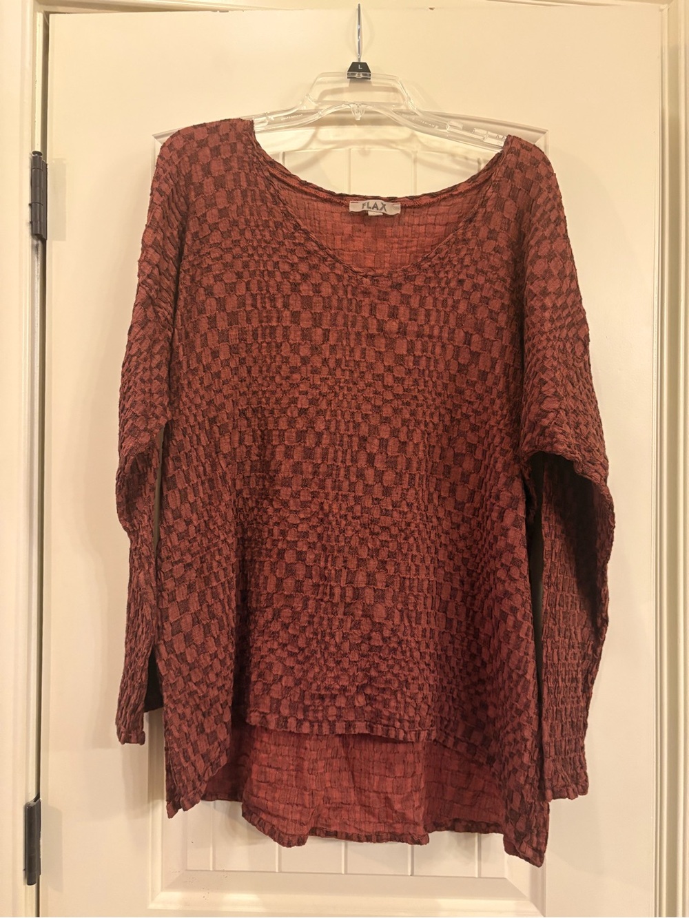 Flax Women's Rust Crewneck Textured Knit Tunic
